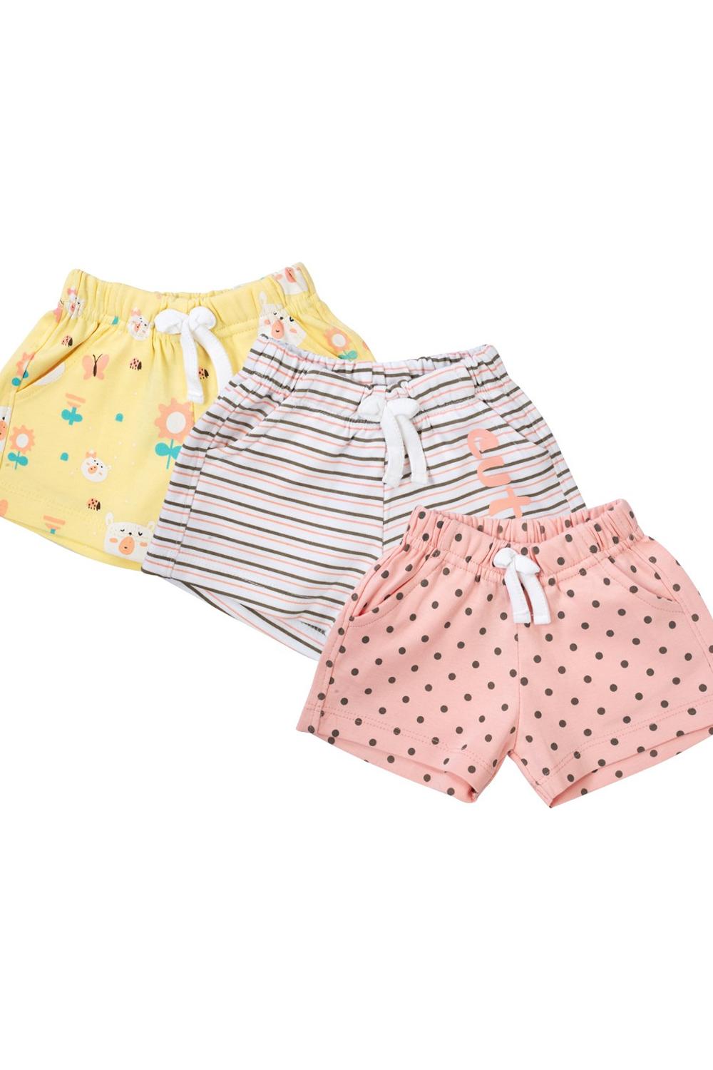 Mee Mee Shorts Pack of 3 -Pink & Yellow & White